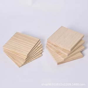 Wooden <b>Square</b> Craft Board Natural Wood Color 4 Pcs For Children Diy Projects - Product Image 2