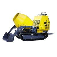 Mini-dumper sur chenilles avec bétonnière auto-chargeante, machine à mélanger le ciment portable pour la construction