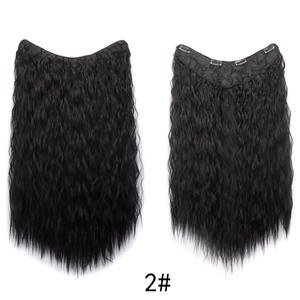 Perruque mi-longue bouclée crépue en forme de V |   Extension de <span class=keywords><strong>cheveux</strong></span> synthétique en une seule pièce avec des boucles <span class=keywords><strong>afro</strong></span> texturées - Product Image 3