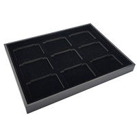 Coffret de 9 boîtes métalliques avec plateau de présentation noir, organisateur de pierres précieuses en cuir PU et MDF à bouton-poussoir pour exposition de bijoux