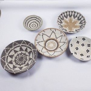 Cesta de algas marinas de diseño básico Natural, decoración de pared, Color blanco y negro, patrón moderno - Product Image 5