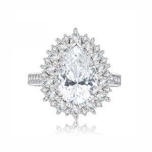S925 argent 4 <span class=keywords><strong>carats</strong></span> 8*12 goutte d'eau poire forme Moissanite anneau accessible luxe transfrontalier européen américain Offre Spéciale - Product Image 1