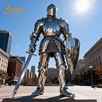 Sculpture de chevalier médiéval européen en armure de samouraï, statue d'extérieur, art artisanal en acier inoxydable pour collectionneurs, par D&Z Art Group