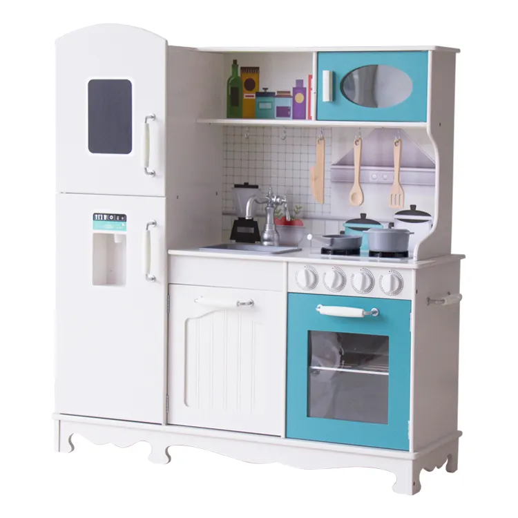 Multifunctional Kitchen Toy Kids Wooden Toy Kitchen with cooking accessories