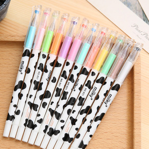 Bolígrafo de Gel Kawaii con Diseño de Vaca Color Leche, 12 Colores, para Estudiantes, Bolígrafos de Gel con Diamantes Escolares - Product Image 2