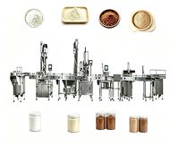 Machine de remplissage automatique de poudre et de mélange de boissons en fûts, avec système de remplissage par vis sans fin et station d'encollage automatique pour poudres et épices