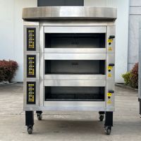 Four à sole électrique Euro 3 niveaux 9 plateaux, four de boulangerie commercial avec plaque de cuisson à vapeur pour pain, baguette, gâteau de lune, pizza