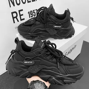 Chaussures décontractées pour hommes en maille et cuir PU, plateforme rehaussée, vulcanisées, légères, pour la course à pied, Tenis Masculino - Product Image 4