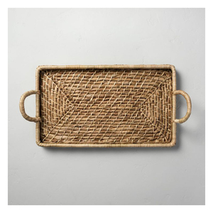 Grand plateau de service en corde de rotin et jute tissé à la main, décor durable et élégant pour l'herbe de mer rustique et côtière moderne - Product Image 3