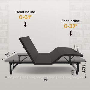 Oe Home Adjustable Steel <b>Bed</b> Base Frame <b>Queen</b> <b>Size</b> Modern Design Head Foot Incline Wireless Remote 4-Port USB Under-<b>Bed</b> - Product Image 2