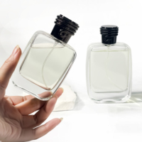 Bocaux en verre de rectangle carré de chapeau fait sur commande avec des couvercles 100ml bouteilles uniques de parfum de bouteille d'huile de corps