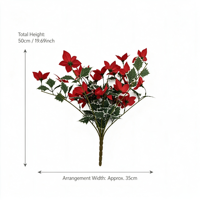 Künstlicher Weihnachtsstern und Stechpalmen-Buschstrauß, rote Seiden-Weihnachtsblumen, Blumenstiele, Weihnachtskranz, Baum- und Heimdekoration für die Feiertage