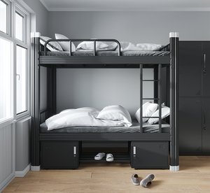 Dortoir de l'école 2 couches en acier double Decker lit en métal avec armoire de rangement inférieure - Product Image 5