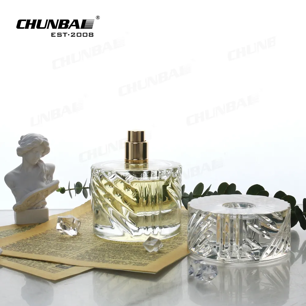 Geur Groothandel Cilinder Ronde Custom Navulbare Heldere Luxe 100Ml 50Ml Lege Spray Verpakking Parfum Glazen Fles Met Doos