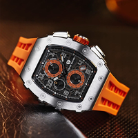 Montre-bracelet TSAR BOMBA pour homme avec mouvement à quartz VK67 en forme de boîtier Tonneau importé du Japon et bracelet en silicone