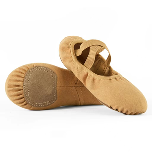 Chaussons de <span class=keywords><strong>danse</strong></span> classique marron pour filles, avec bande élastique, semelle fendue entièrement extensible, toile, semelle intérieure en cuir véritable souple, caoutchouc ZIWA - Product Image 6