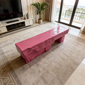 Banc à chaussures rose, tabouret artistique irrégulier, siège <span class=keywords><strong>d</strong></span>'<span class=keywords><strong>entrée</strong></span> de luxe en fibre de verre brillante, ottoman de mobilier créatif - Product Image 4