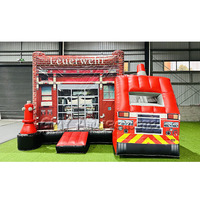 Nouveau parcours d'obstacles gonflable de maison de rebond de camion de pompiers populaire pour des enfants