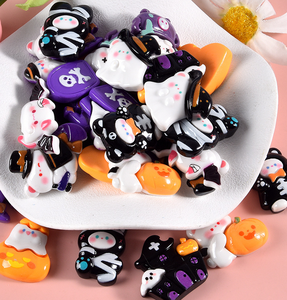 Dibujos Animados Halloween Navidad decoración hospital flatback oso resina cabujón Calabaza Esqueleto murciélago casa fantasma sombrero - Product Image 1