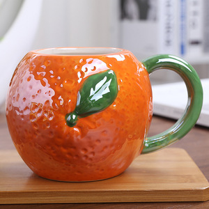 3D Fruit Shaped Mug <b>Ceramic</b> Water <b>Cup</b> Strawberry Drinks <b>Cup</b> Pumpkin Coffee Mug Creative Drinking Mug for Juice - Product Image 5