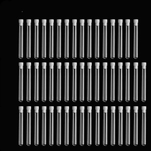 Seeking Excellence Plastic Test Tubes 12x75mm Push Cap 50 Pack With Stoppers Lab Use - Product Image 1