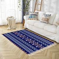 Tapis de style ethnique transfrontalier pour chambre et salon, tapis de chevet à pompons, tissé, décoration intérieure, lavable en machine