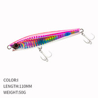 Umpan Pancing Minnow Jepang Baru 110mm 50g, Umpan Laut Tenggelam untuk Casting, Monster Shot, Trolling, dan Memancing di Laut