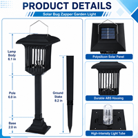 Lampe anti-moustiques solaire haute tension pour extérieur, tue-moustiques électrique, placement 4 directions, anti-mouches UV pour jardin et allée