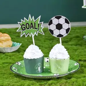 Wholesale Party Supplies World 24-piece Birthday Cake Inserts European Cup Football Game Paper Cake Topper