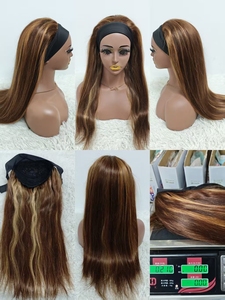 Letsfly 52$ Promotion Headband <b>Wigs</b> 22inch Straight Natural Black Highlight Color 100% Human Hair <b>Wigs</b> Wholesale 210gram Stock - Product Image 4