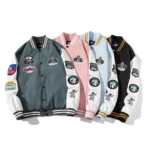 autumn winter fashion baseball uniform men's and women's couple embroidered men's pilot jacket OEM custom printed logo coat