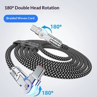 Câble de données tressé double extrémité Type-C rotatif à 180°, allongé, CTOC, entièrement métallique, PD, charge ultra rapide, coudé