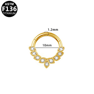 Anneau de nez en titane F136, alliage de titane, design visage, pendentif en cristal, bijoux de piercing pour usage quotidien - Product Image 5
