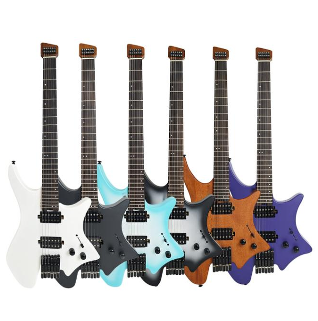 Double Pickup Headless Electric Guitar with Built-In String Locking Mode Various Styles for Music Audio Playing