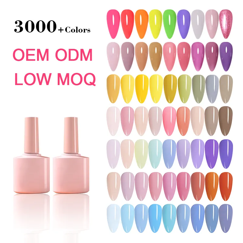 Pabrik penjualan grosir 3000 + warna Logo kustom gel polish set uv gel led lampu kuku gel cahaya kuku untuk cat kuku