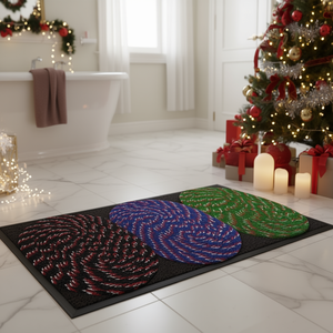 Jalebi 13x22 Inch Anti-Slip Door <b>Mat</b> Soft Polyester Floor <b>Mat</b> Half Circle for Home Hotel <b>Bathroom</b> Christmas Coiled Door <b>Mat</b> - Product Image 1