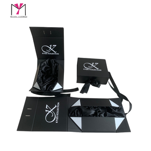 MUYANG Custom Luxury <b>Black</b> <b>Box</b> With Satin Insert for High Quality Wig Packaging <b>Box</b> With Bow - Product Image 5