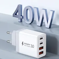 AU UK EU colokan AS 2,4 A pengisi daya USB Tipe C Cepat 40W 4 Port soket USB Multiport pengisi daya dinding colokan Australia
