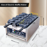 Machine à gaufres de poisson antiadhésive 220V à bouche ouverte Machine Taiyaki en acier inoxydable à 5 gaufres pour snack-bar