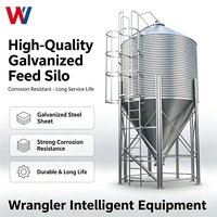 Silo à alimentation en acier galvanisé de 10 tonnes, volume de 15,5 m³, silo de stockage pour élevage de volailles, pour ligne d'alimentation automatique
