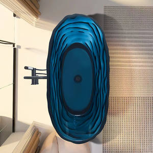 Baignoire autoportante <span class=keywords><strong>en</strong></span> <span class=keywords><strong>pierre</strong></span> artificielle C6M, style <span class=keywords><strong>japonais</strong></span>, ondulation d'eau, monobloc, ovale, intelligente, pour hôtel - Product Image 3