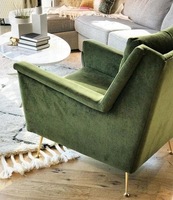 Échantillon gratuit de meubles modernes de haute qualité en métal velours salon de loisirs salon siège unique canapé chaise avec pied doré