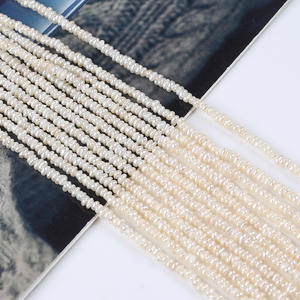 Perles d'eau douce naturelles, perles lâches, 2,5-3 mm, perles plates blanches, irrégulières, plates, en forme de pommes de terre, matériel de bricolage fait main - Product Image 4