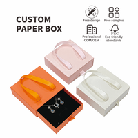 Boîte cadeau à bijoux en papier rigide carrée personnalisée avec tiroir coulissant et poignée pour la vente en gros - Logo personnalisé recyclable ODM/OEM