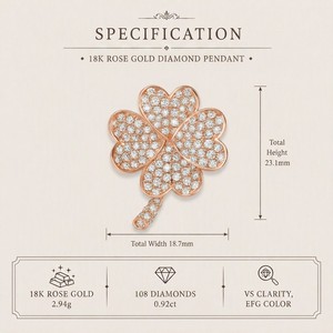 จี้โคลเวอร์สี่แฉกประดับเพชรทองคำ 18K 0.919 กะรัต เพชร 108 เม็ด น้ำหนัก 2.94 กรัม คอลเลกชันเครื่องประดับชั้นดี - Product Image 5