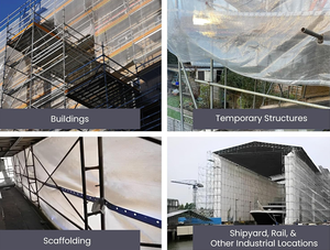 Cisaillement d'échafaudages avec matériau PE pour une protection temporaire contre le feu et l'eau - Product Image 6