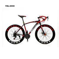 Bicicleta de Carretera de Nuevo Diseño en Oferta con Frenos de Disco Dobles, Horquilla de Aluminio y Acero, Pedales Ordinarios y 21 Velocidades