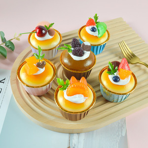 Modelos de postres de cupcakes de frutas simuladas, imanes para refrigerador, accesorios para fotografía de alimentos, adornos para mesa de postres y escaparates. - Product Image 2