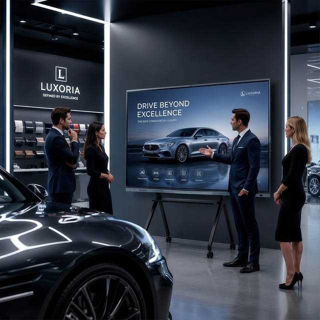 55 65 75 Inch Luxury Showroom Interactive Signage 4K UHD Smart Board for Fashion Brand and Car Dealership