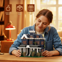 Blocs de construction TikTok Viral Haunted Mansion, Maison mystérieuse gothique - Modèle architectural effrayant, Jouet de présentation, Cadeau pour adultes et enfants